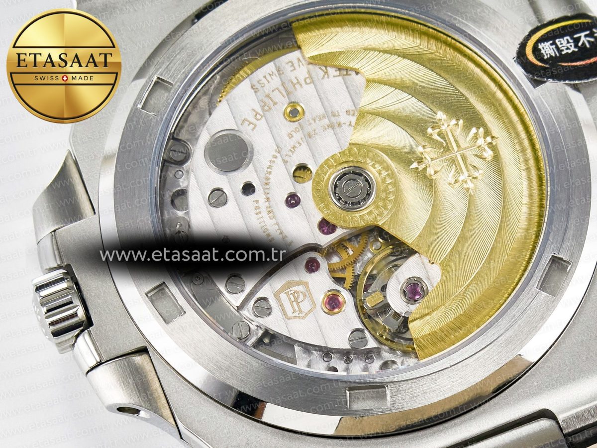 Patek Philippe Nautilus 5711 SS 3KF 1:1 Best Edition Gray Textured Dial on Black Leather Strap A324 Super Clone V2 - Görsel 19