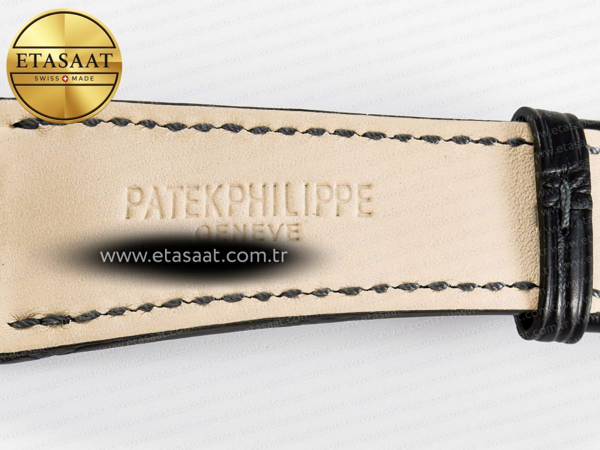 Patek Philippe Nautilus 5711 SS 3KF 1:1 Best Edition Gray Textured Dial on Black Leather Strap A324 Super Clone V2 - Görsel 28
