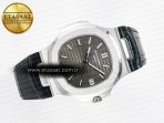 Patek Philippe Nautilus 5711 SS 3KF 1:1 Best Edition Gray Textured Dial on Black Leather Strap A324 Super Clone V2 - Görsel 6