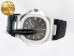 Patek Philippe Nautilus 5711 SS 3KF 1:1 Best Edition Gray Textured Dial on Black Leather Strap A324 Super Clone V2 - Görsel 7