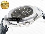 Patek Philippe Nautilus 5711 SS 3KF 1:1 Best Edition Gray Textured Dial on Black Leather Strap A324 Super Clone V2 - Görsel 9