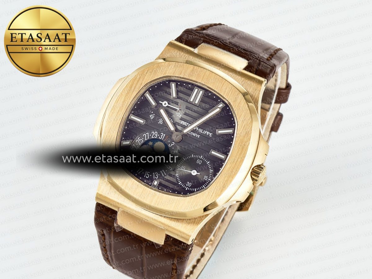 Patek Philippe Nautilus 5712 Best Edition Brown Dial on Brown Leather Strap A240 - Görsel 1