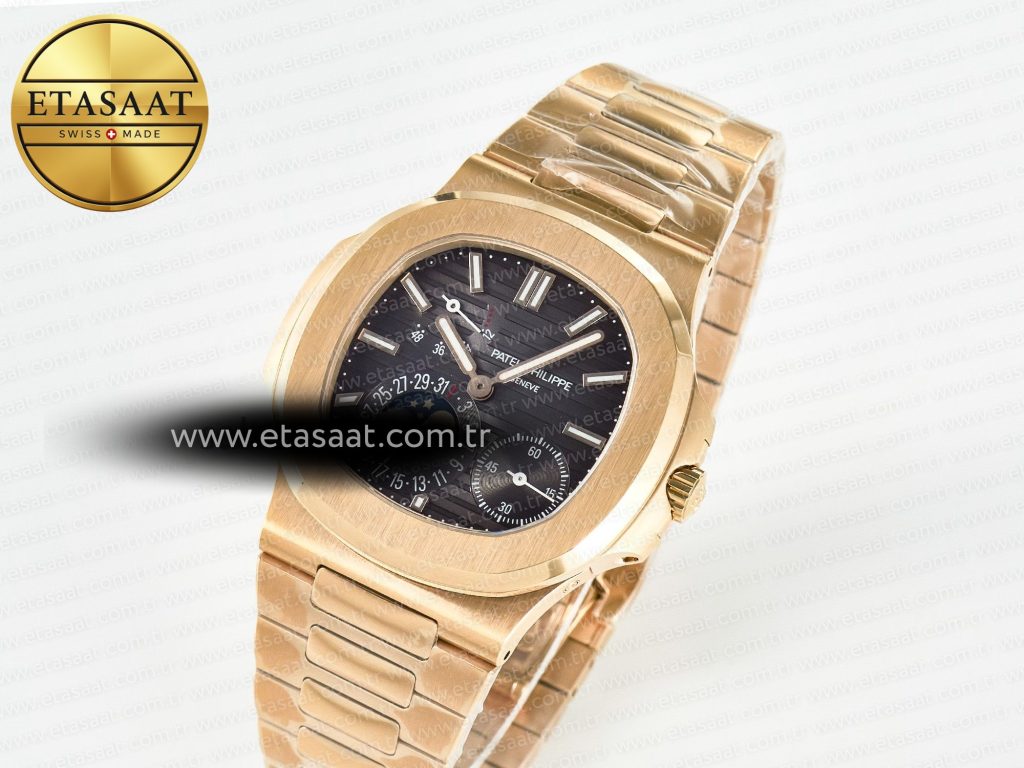 nautilus 5712 rg ppf 11 best edition brown dial on rg bracelet a240 super clone v22