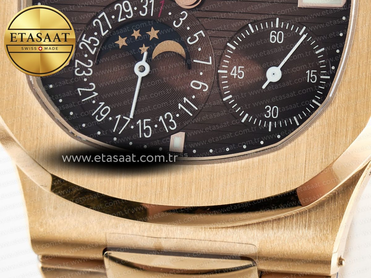 Patek Philippe Nautilus 5712 RG PPF 1:1 Best Edition Brown Dial on RG Bracelet PPF240 Super Clone V4+ - Görsel 12