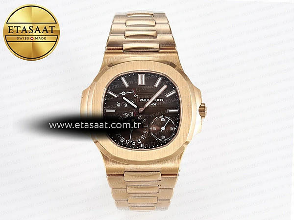 Patek Philippe Nautilus 5712 RG PPF Kahve Kadran PPF240 V4+ Eta Saat - 1:1 Süper Klon Replika Saat