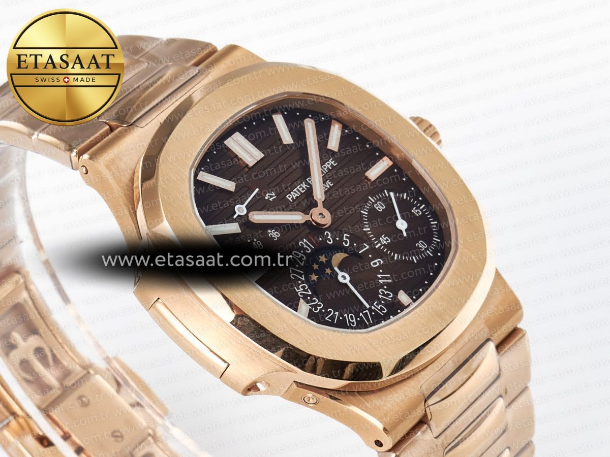 Patek Philippe Nautilus 5712 RG PPF 1:1 Best Edition Brown Dial on RG Bracelet PPF240 Super Clone V4+ - Görsel 7