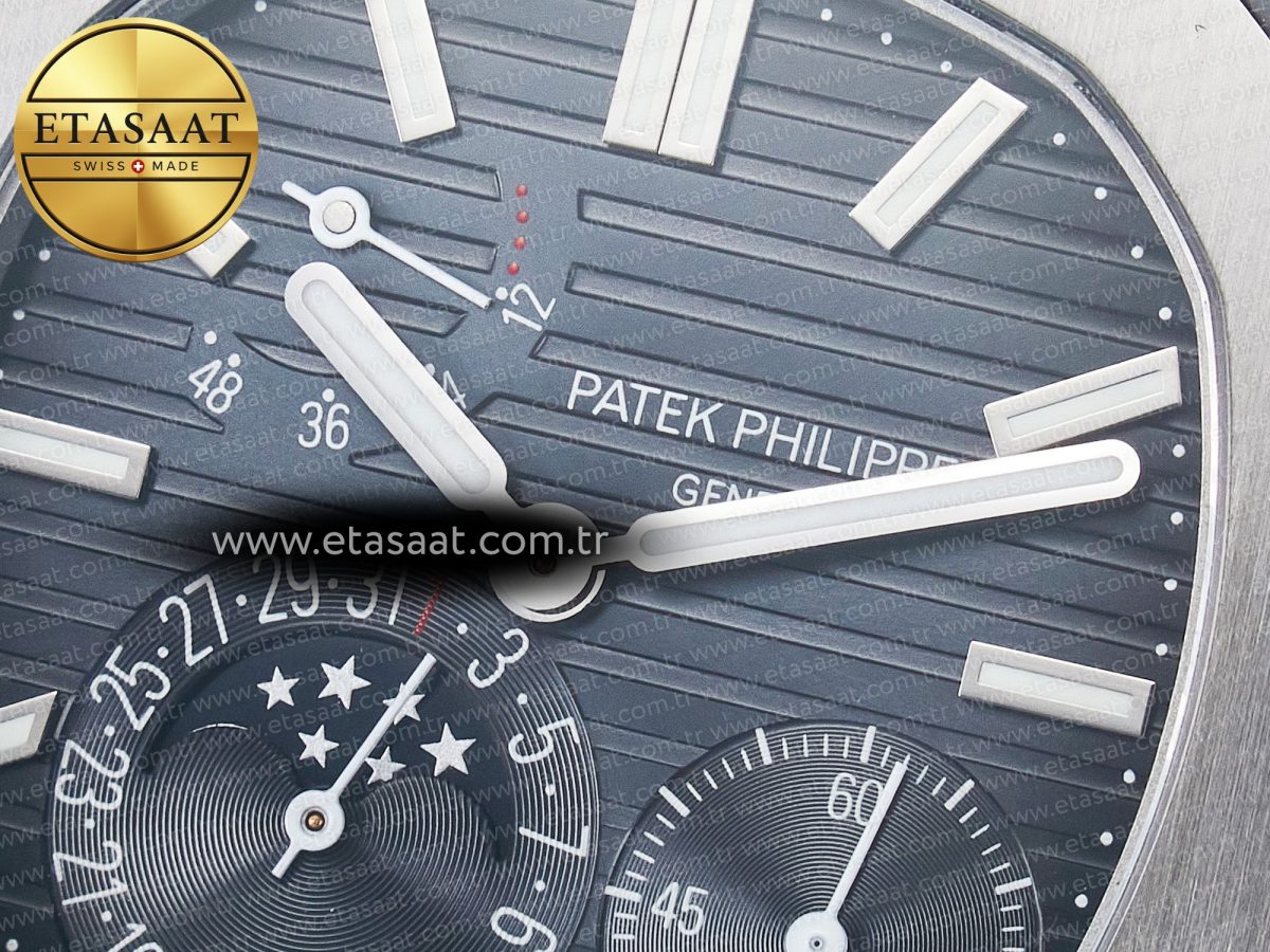 Patek Philippe Nautilus 5712 SS OMEF 1:1 Best Edition Blue Dial on SS Bracelet A240 Super Clone - Görsel 10