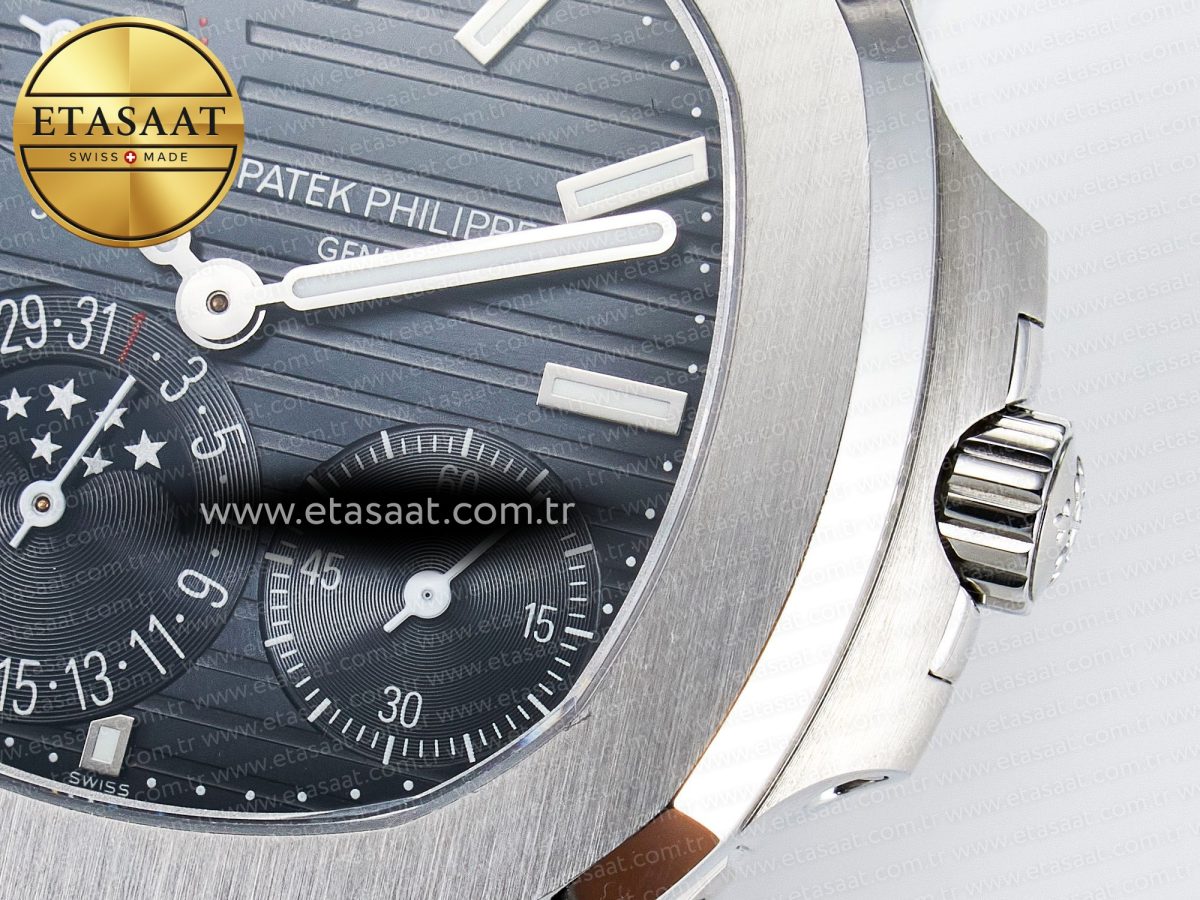 Patek Philippe Nautilus 5712 SS OMEF 1:1 Best Edition Blue Dial on SS Bracelet A240 Super Clone - Görsel 11