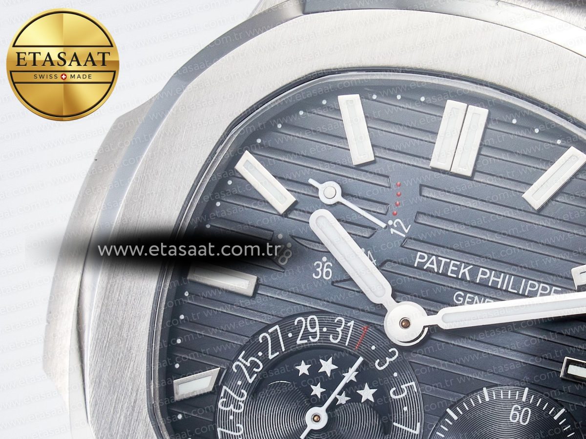 Patek Philippe Nautilus 5712 SS OMEF 1:1 Best Edition Blue Dial on SS Bracelet A240 Super Clone - Görsel 13