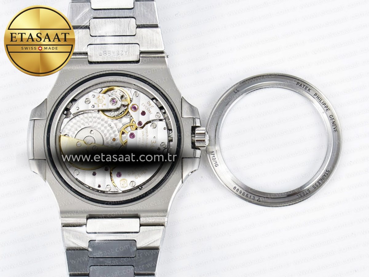 Patek Philippe Nautilus 5712 SS OMEF 1:1 Best Edition Blue Dial on SS Bracelet A240 Super Clone - Görsel 19