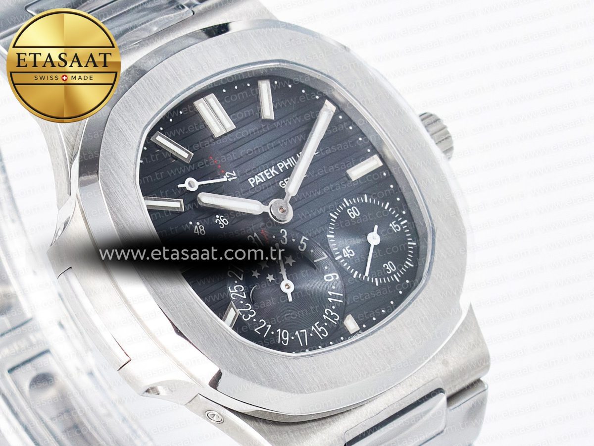 Patek Philippe Nautilus 5712 SS OMEF 1:1 Best Edition Blue Dial on SS Bracelet A240 Super Clone - Görsel 5