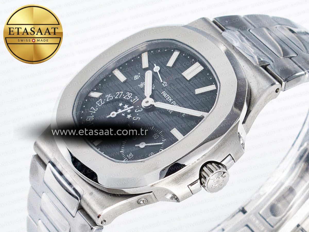 Patek Philippe Nautilus 5712 SS OMEF 1:1 Best Edition Blue Dial on SS Bracelet A240 Super Clone - Görsel 6