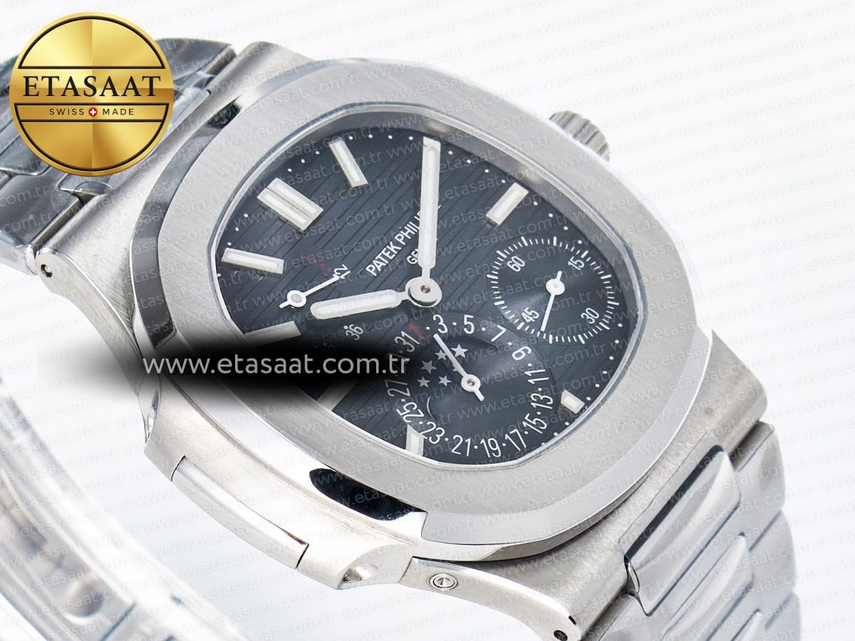 Patek Philippe Nautilus 5712 SS OMEF 1:1 Best Edition Blue Dial on SS Bracelet A240 Super Clone - Görsel 7