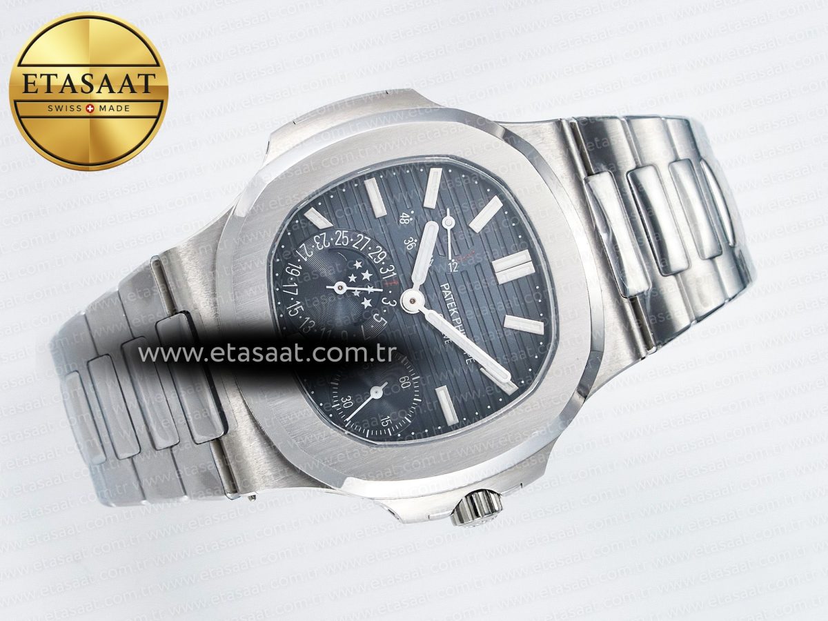 Patek Philippe Nautilus 5712 SS OMEF 1:1 Best Edition Blue Dial on SS Bracelet A240 Super Clone - Görsel 8