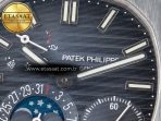 Patek Philippe Nautilus 5712 SS PPF 1:1 Best Edition Blue Dial on Black Leather Strap A240 Super Clone V2 - Görsel 10