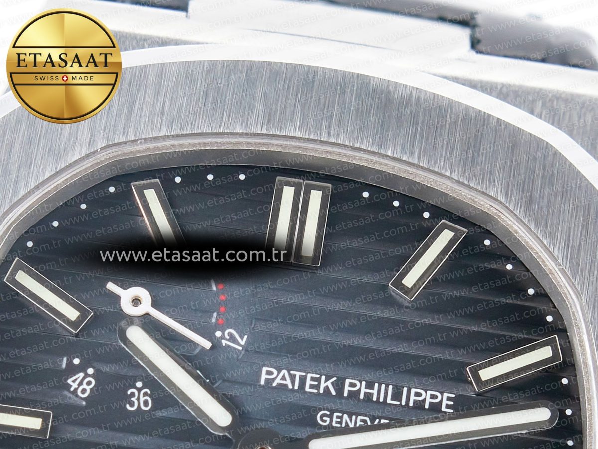 Patek Philippe Nautilus 5712 SS PPF 1:1 Best Edition Blue Dial on Black Leather Strap A240 Super Clone V2 - Görsel 11