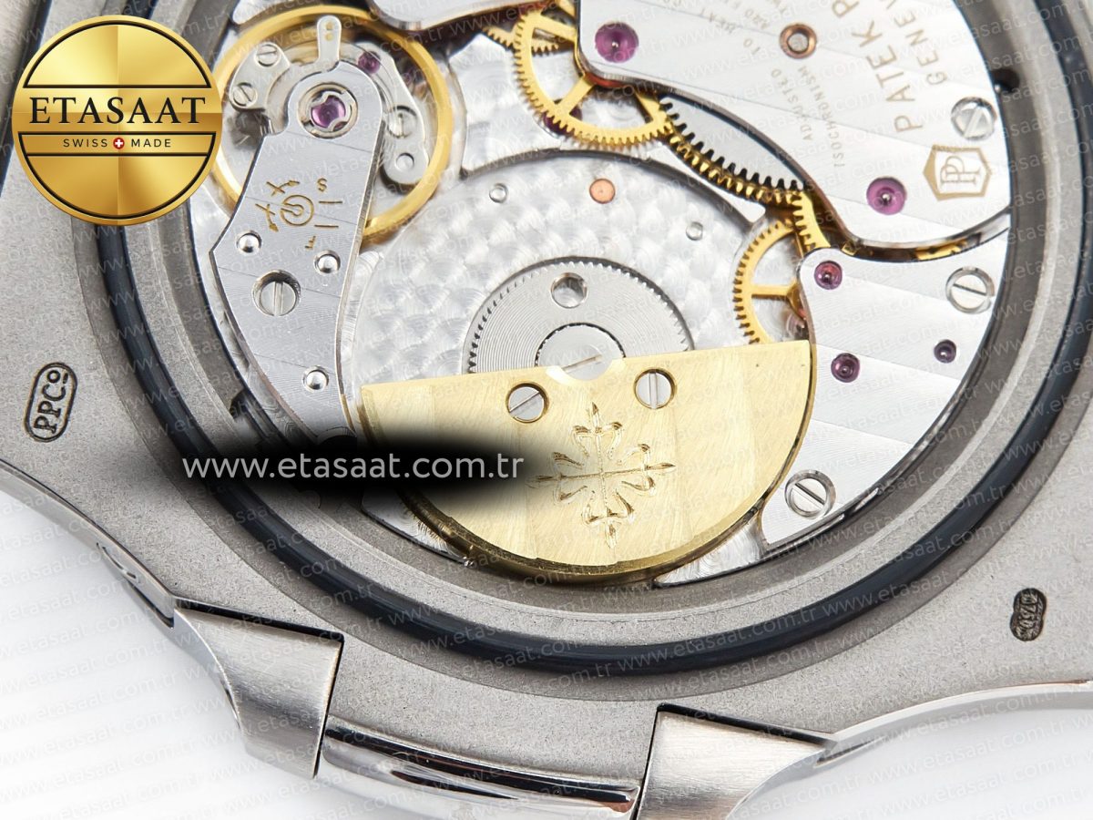 Patek Philippe Nautilus 5712 SS PPF 1:1 Best Edition Blue Dial on Black Leather Strap A240 Super Clone V2 - Görsel 22