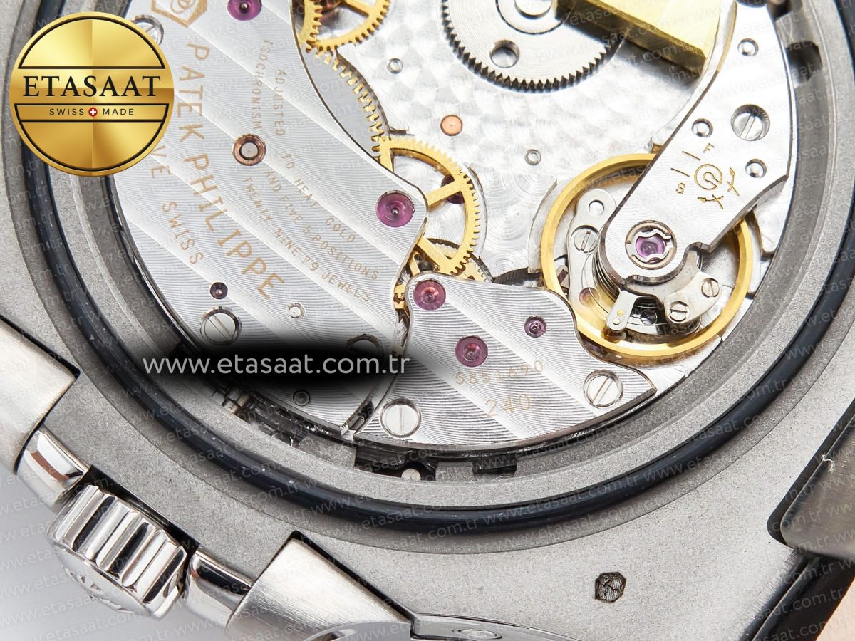 Patek Philippe Nautilus 5712 SS PPF 1:1 Best Edition Blue Dial on Black Leather Strap A240 Super Clone V2 - Görsel 23