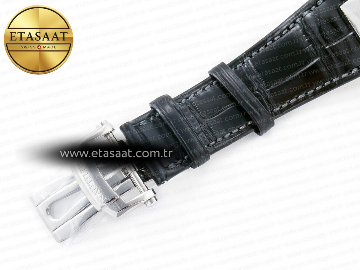 Patek Philippe Nautilus 5712 SS PPF 1:1 Best Edition Blue Dial on Black Leather Strap A240 Super Clone V2 - Görsel 30