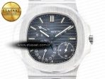 Patek Philippe Nautilus 5712 SS PPF 1:1 Best Edition Blue Dial on Black Leather Strap A240 Super Clone V2 - Görsel 4