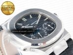 Patek Philippe Nautilus 5712 SS PPF 1:1 Best Edition Blue Dial on Black Leather Strap A240 Super Clone V2 - Görsel 7