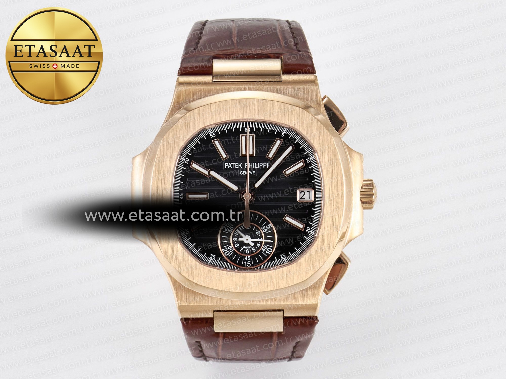Patek Philippe Nautilus 5980 RG Siyah Kadran Kahve A7750 Eta Saat - 1:1 Süper Klon Replika Saat Patek Philippe Nautilus 5980 RG Siyah Kadran Kahve A7750 Eta Saat - 1:1 Süper Klon Replika Saat