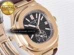 Patek Philippe Nautilus 5980 RG Black Dial on Brown Leather Strap A7750 - Görsel 5