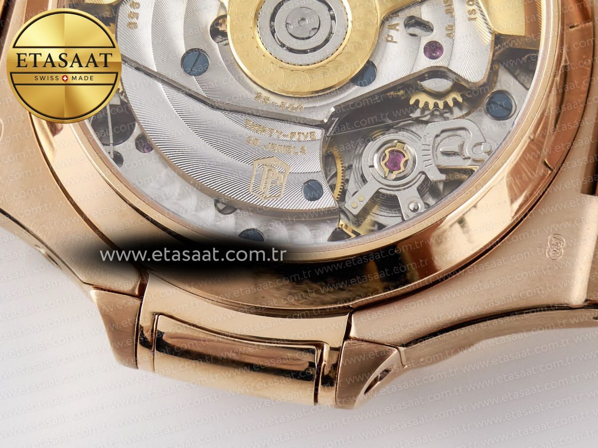 Patek Philippe Nautilus 5980 RG Black Dial on RG Bracelet A7750 - Görsel 20