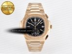 Patek Philippe Nautilus 5980 RG Black Dial on RG Bracelet A7750 - Görsel 3
