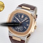 Patek Philippe Nautilus 5980 RG Blue Dial on on Brown Leather Strap A7750