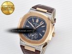 Patek Philippe Nautilus 5980 RG Blue Dial on on Brown Leather Strap A7750 - Görsel 2