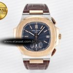 Patek Philippe Nautilus 5980 RG Mavi Kadran Kahve A7750 Eta Saat - Görsel 3 - 1:1 Süper Klon Saat