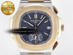 Patek Philippe Nautilus 5980 RG Blue Dial on on Brown Leather Strap A7750 - Görsel 4