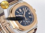 Patek Philippe Nautilus 5980 RG Blue Dial on on Brown Leather Strap A7750 - Görsel 5