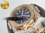 Patek Philippe Nautilus 5980 RG Blue Dial on on Brown Leather Strap A7750 - Görsel 6