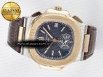 Patek Philippe Nautilus 5980 RG Blue Dial on on Brown Leather Strap A7750 - Görsel 9