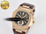 Patek Philippe Nautilus 5980 RG Brown/SS Dial on Brown Leather Strap A7750