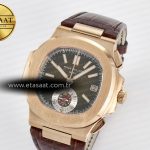 Patek Philippe Nautilus 5980 RG Brown/SS Dial on Brown Leather Strap A7750