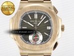 Patek Philippe Nautilus 5980 RG Brown/SS Dial on Brown Leather Strap A7750 - Görsel 4