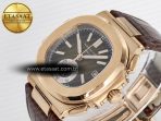 Patek Philippe Nautilus 5980 RG Brown/SS Dial on Brown Leather Strap A7750 - Görsel 6