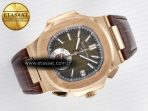 Patek Philippe Nautilus 5980 RG Brown/SS Dial on Brown Leather Strap A7750 - Görsel 8