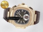 Patek Philippe Nautilus 5980 RG Brown/SS Dial on Brown Leather Strap A7750 - Görsel 9