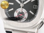 Patek Philippe Nautilus 5980 SS Black/SS Dial on on Black Leather Strap A7750 - Görsel 12