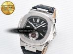 Patek Philippe Nautilus 5980 SS Black/SS Dial on on Black Leather Strap A7750 - Görsel 2