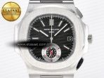 Patek Philippe Nautilus 5980 SS Black/SS Dial on on Black Leather Strap A7750 - Görsel 4