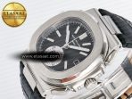 Patek Philippe Nautilus 5980 SS Black/SS Dial on on Black Leather Strap A7750 - Görsel 6