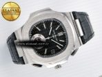 Patek Philippe Nautilus 5980 SS Black/SS Dial on on Black Leather Strap A7750 - Görsel 8