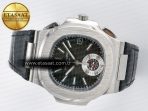 Patek Philippe Nautilus 5980 SS Black/SS Dial on on Black Leather Strap A7750 - Görsel 9