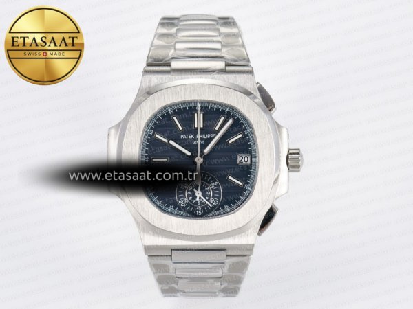 Patek Philippe Nautilus 5980 SS Mavi Kadran Bilezik A7750 Eta Saat - 1:1 Süper Klon Replika Saat