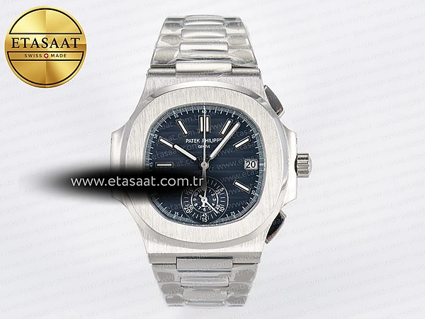 Patek Philippe Nautilus 5980 SS Mavi Kadran Bilezik A7750 Eta Saat - 1:1 Süper Klon Replika Saat